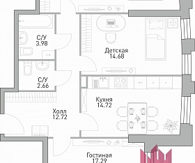 3-х комнатная квартира - 86.5 кв.м. купить