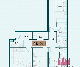 3-х комнатная квартира - 106.6 кв.м. купить